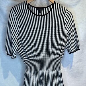 Banana Republic Black and White Striped Midi Dress